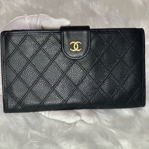 💯 Authentic CHANEL Caviar Stitched French Wallet Black - Picture 2 of 15
